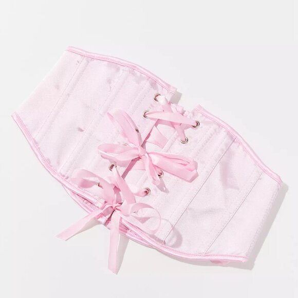 NEW Urban Outfitters Satin Corset Lace Up Belt in Pink OS main image 5